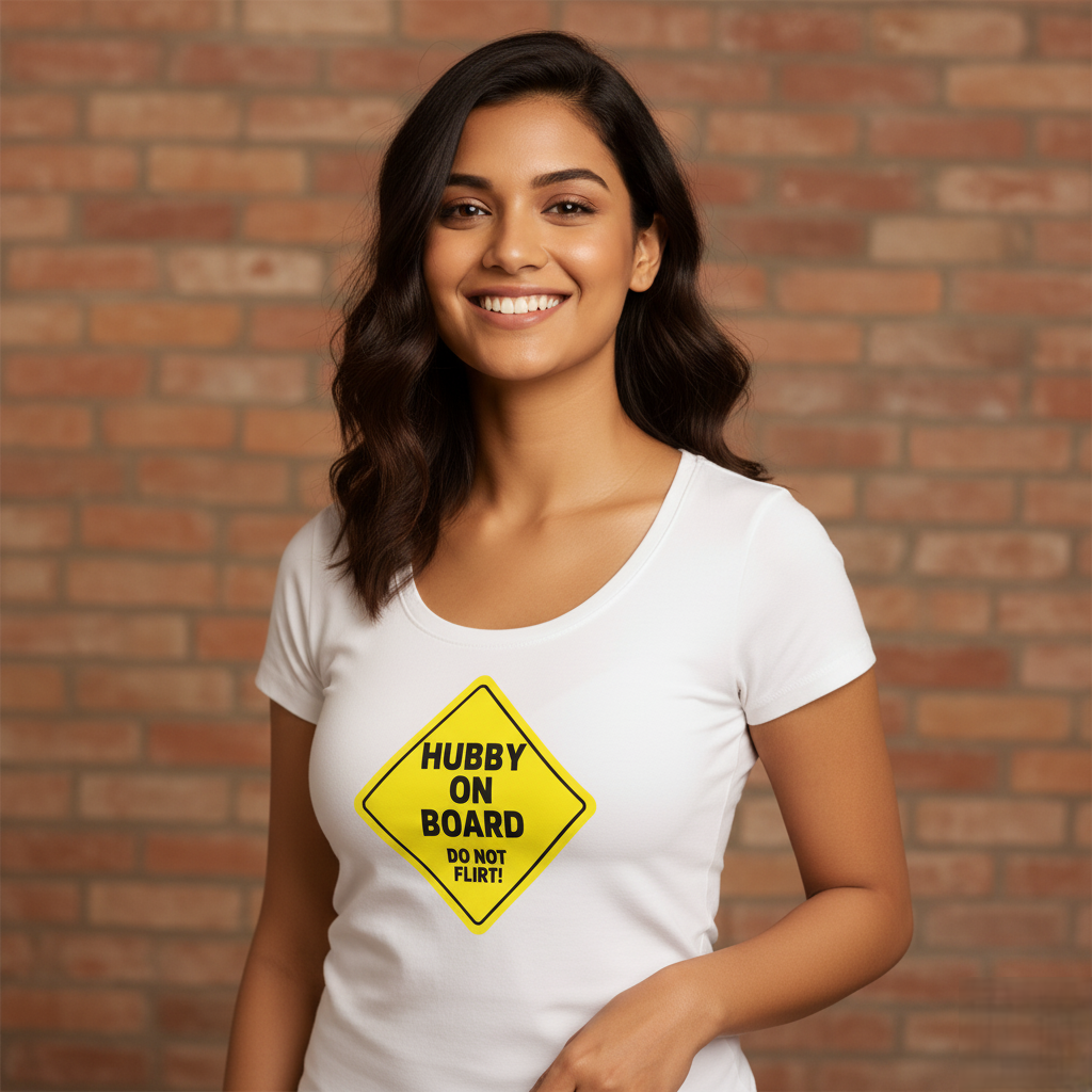 "Hubby on Board, Do Not Flirt" Women's Curved T-Shirt