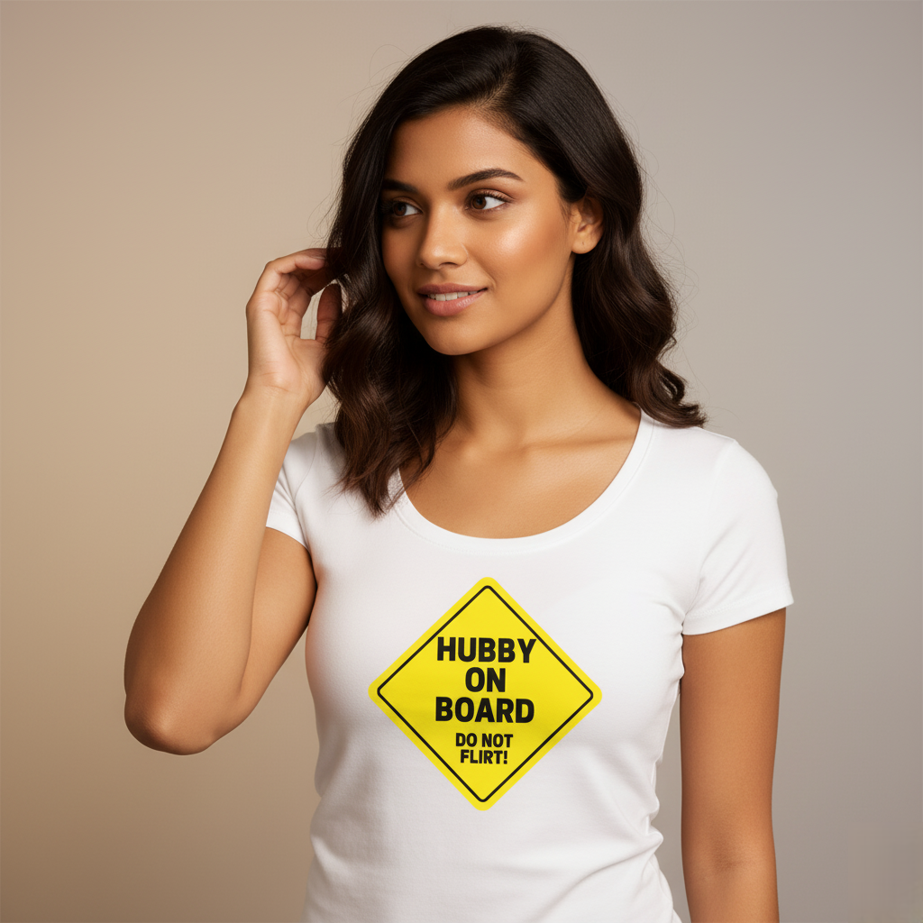 "Hubby on Board, Do Not Flirt" Women's Curved T-Shirt