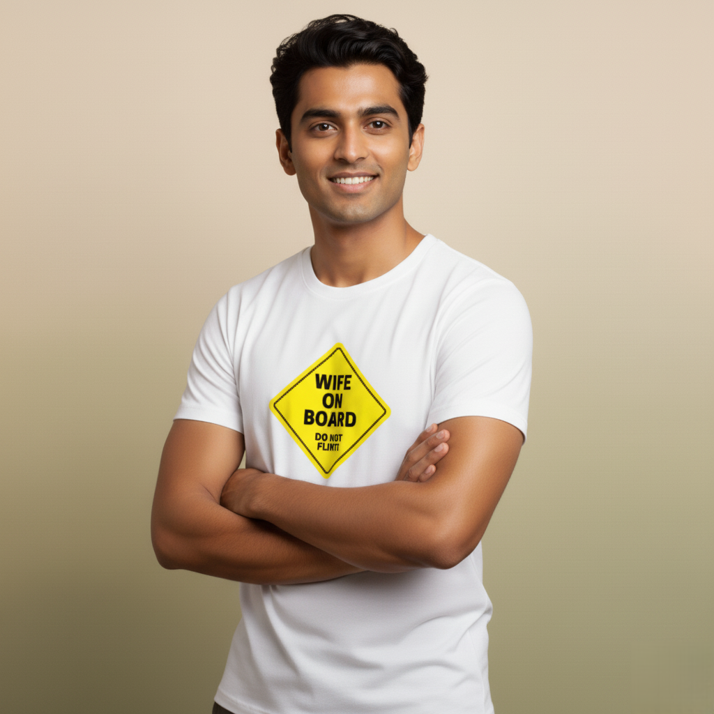 "Wife on Board, Do Not Flirt"  Men's Unisex T-Shirt