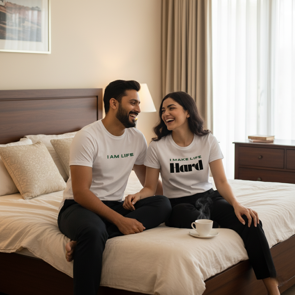 "Life Gets Hard Couple T-Shirt Set  Her: I Make Life Hard | His: I Am Life"