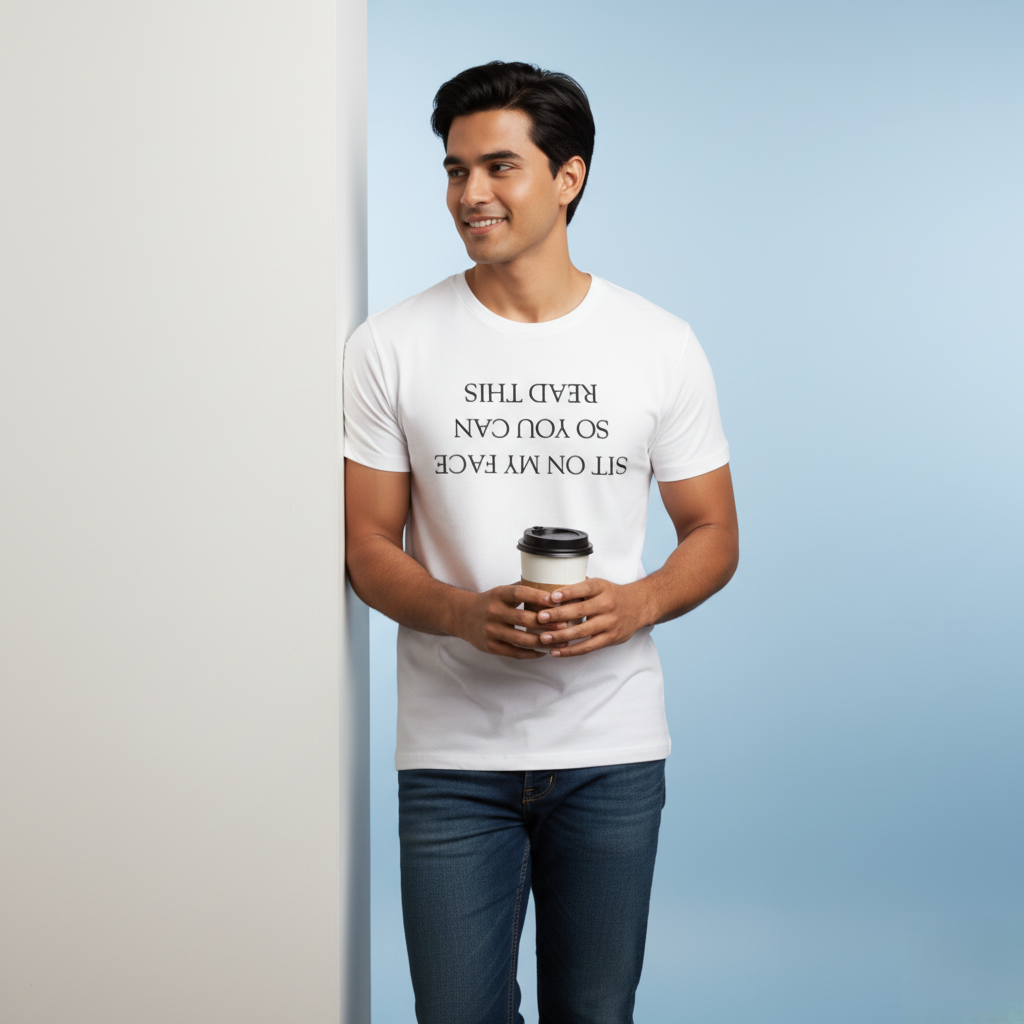 Sit On My Face" Men's T-Shirt  Bold Upside-Down Statement Tee by NextDate