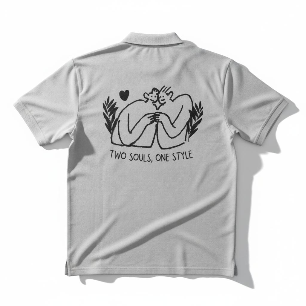 Two Souls One Style  Unisex Polo with Minimal Back Print by NextDate pack of 1