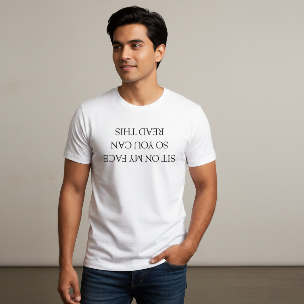 Sit On My Face" Men's T-Shirt  Bold Upside-Down Statement Tee by NextDate