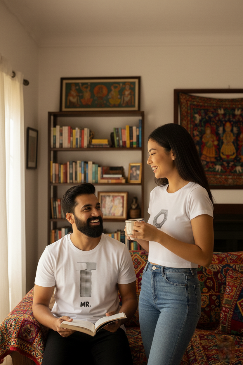 MR. Bolt & MRS. Nut Couple T-Shirt Combo  Funny Matching Tight Fit Love Tees by NextDate