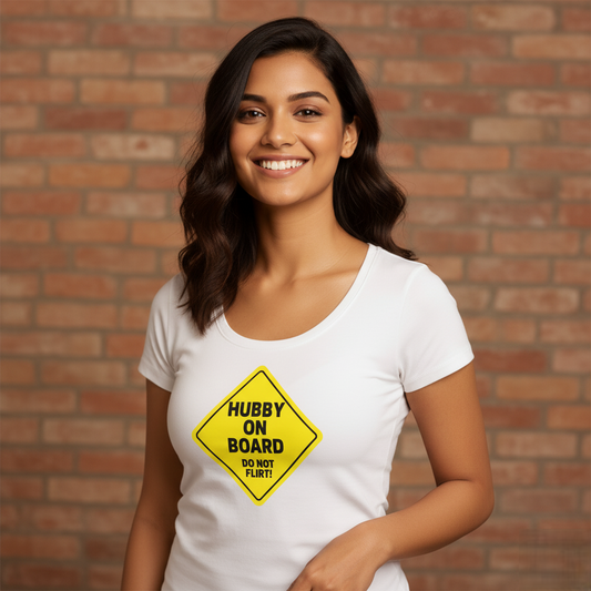 "Hubby on Board, Do Not Flirt"  Women's Curved T-Shirt