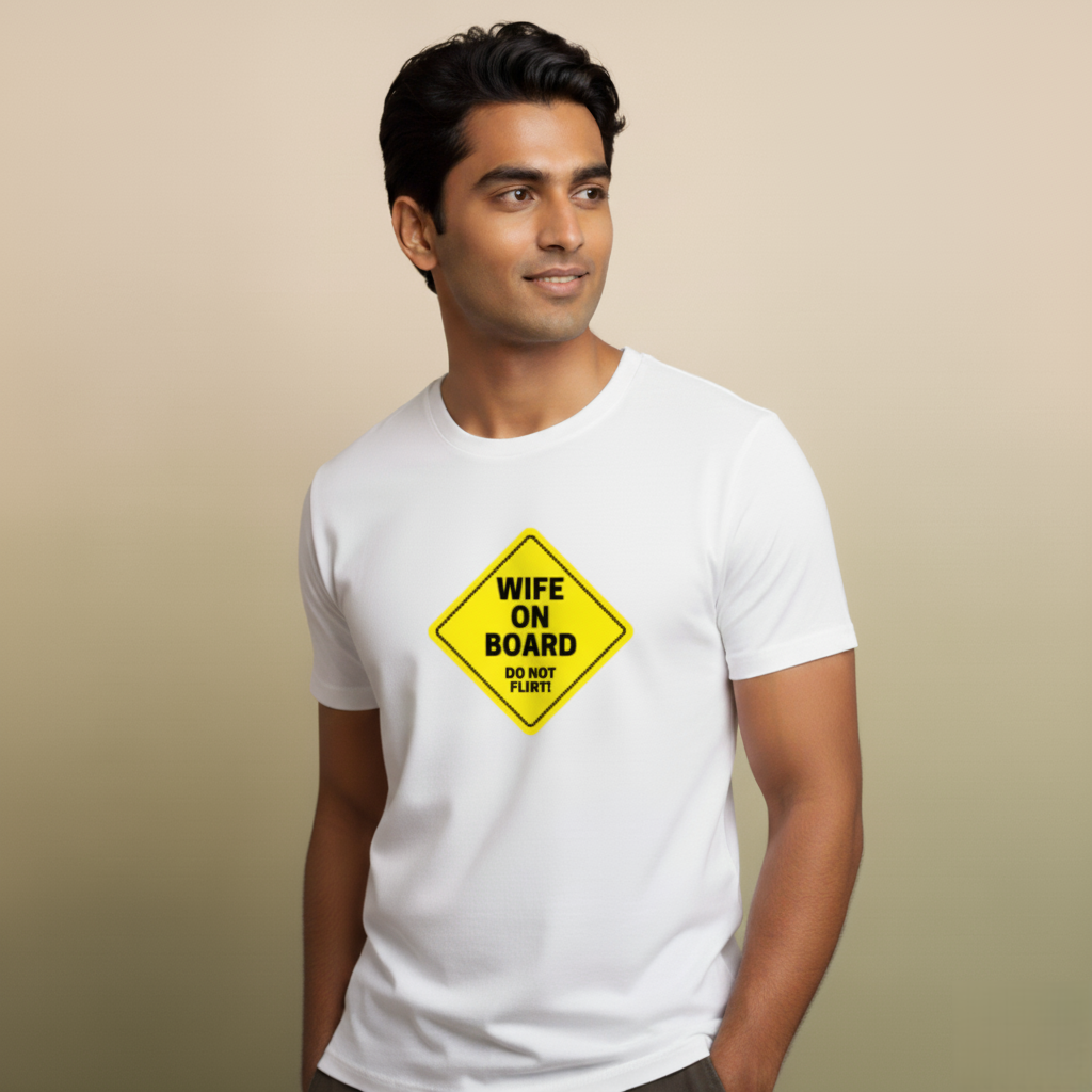 "Wife on Board, Do Not Flirt"  Men's Unisex T-Shirt
