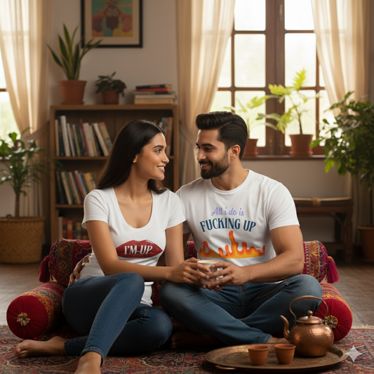 "Still Standing Couple T-Shirt Set  His: All I Do Is F*cking Up | Hers: Im Up"