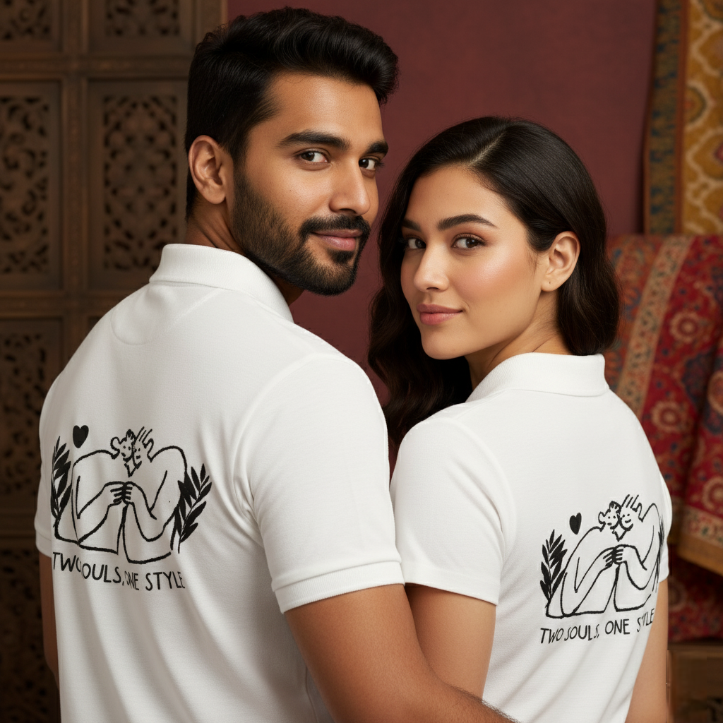 Two Souls One Style  Unisex Polo with Minimal Back Print by NextDate pack of 1