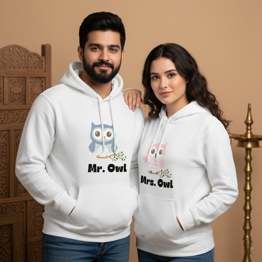 "Mr. Owl & Mrs. Owl Hoodie Set  Cute & Cozy Couple Combo"