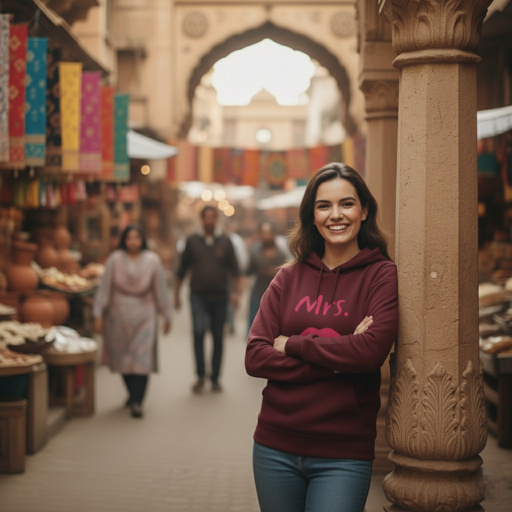 Mrs. Crop Hoodie  Lips Design | Cropped Couple Sweatshirt for Women