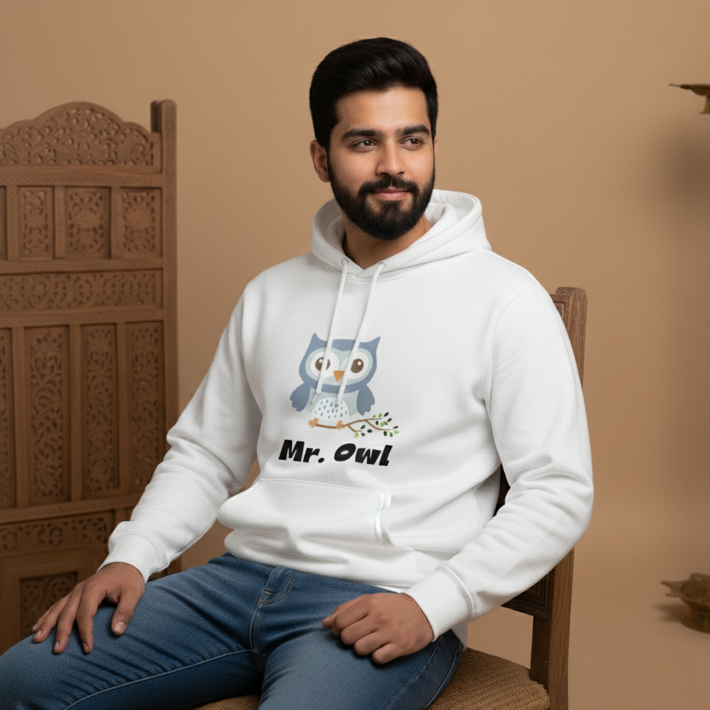 Mr. Owl Hoodie for Men  Matching Couple Sweatshirt | Cute Gift for Him
