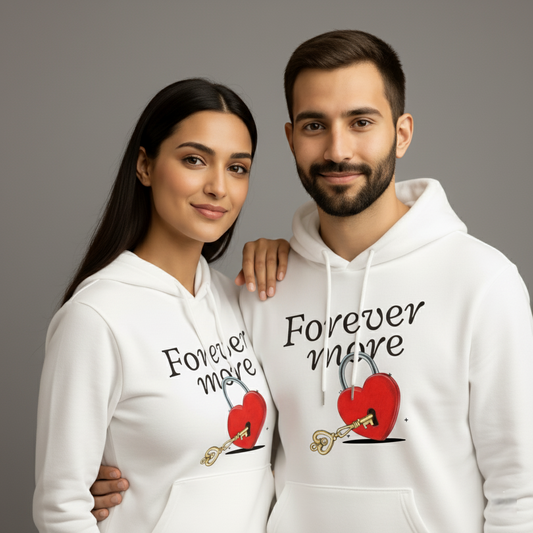 Oversized Couple Hoodie  Forever More Lock & Key Graphic | Romantic Gift