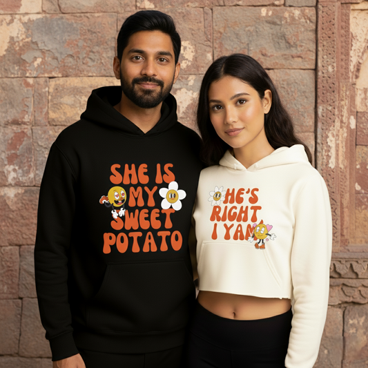 Sweet Potato + I Yam Couple Hoodie Combo  Matching couple hoodie (Black)