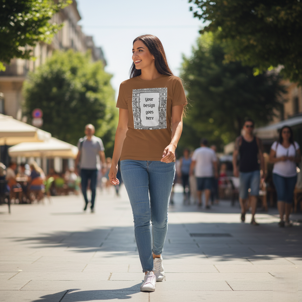 Customized Womens T-Shirt  Personalized Curved Hem Tee in Soft Cotton by NextDate