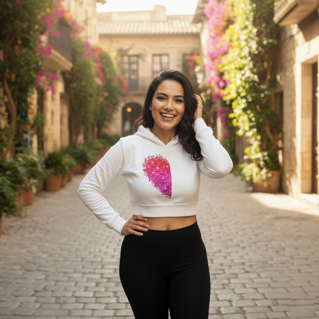 Half Heart Crop Hoodie for Her  Cropped Fit by NextDate