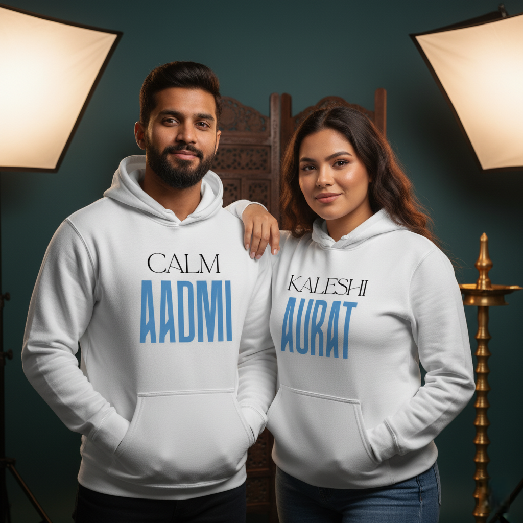 Kaleshi Aurat & Calm Aadmi – Couple Hoodies Combo