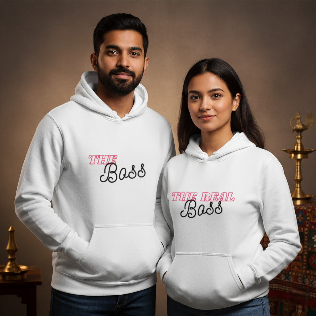The Boss & The Real Boss – Couple Hoodies Combo