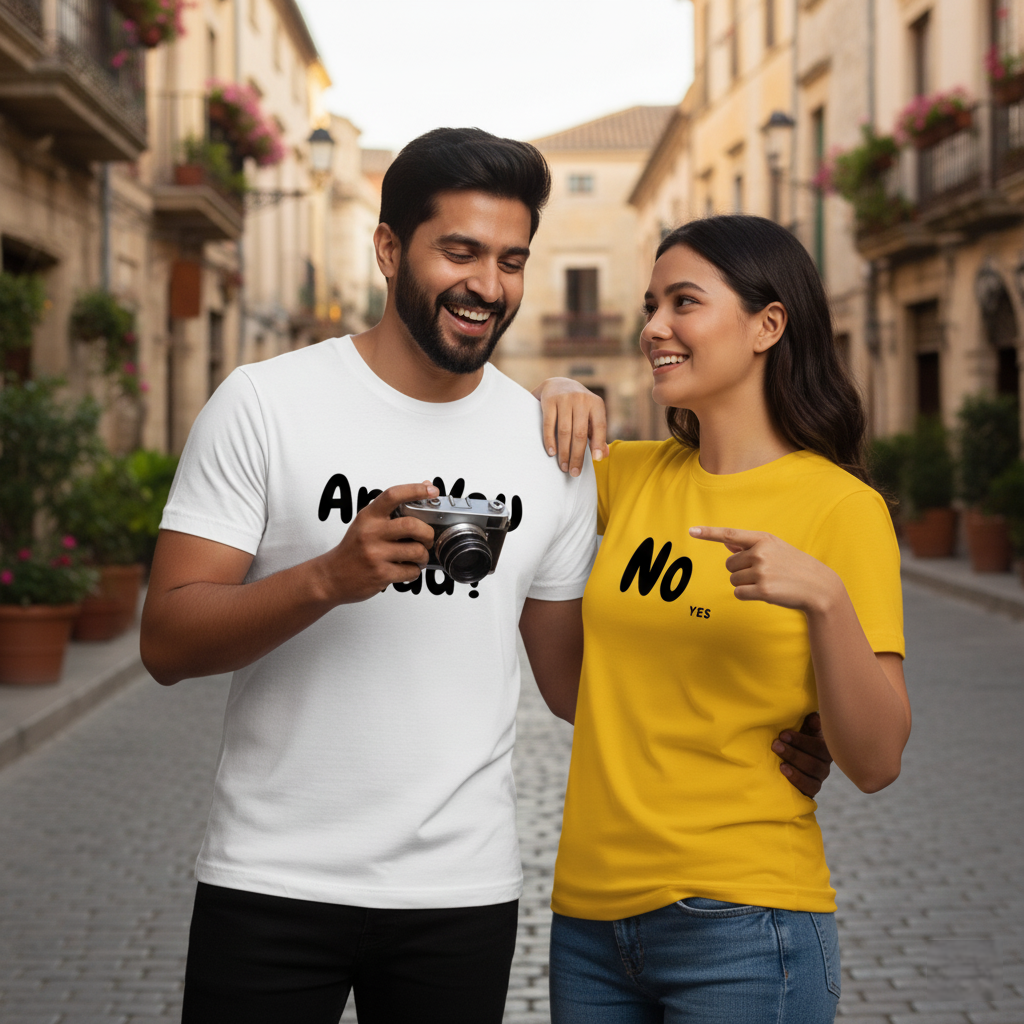 "The Denial Dynamic Couple T-Shirt Set  His: Are You Mad? | Hers: No (yes)"