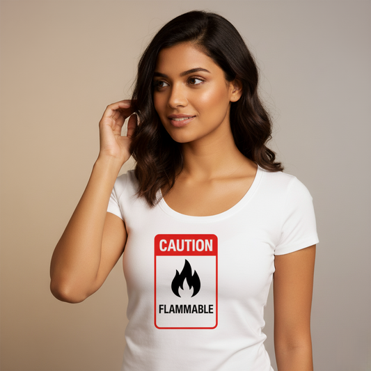 "Caution: Flammable"  Women's Curved T-Shirt