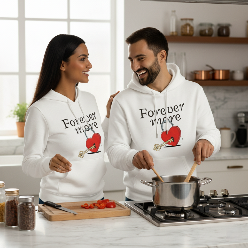 Oversized Couple Hoodie  Forever More Lock & Key Graphic | Romantic Gift
