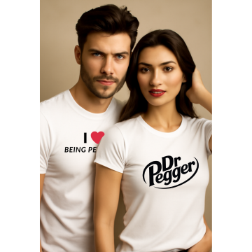 "Pegged & Proud Couple T-Shirt Set – His: I Love Being Pegged | Hers: Dr. Pegger"