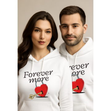 Oversized Couple Hoodie – “Forever More” Lock & Key Graphic | Romantic Gift