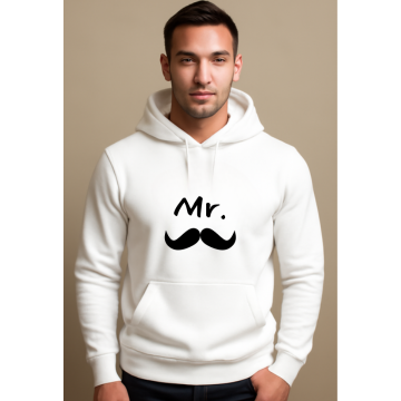 Classic Fit Mr. Hoodie – Mustache Design | Matching Couple Outfit for Men
