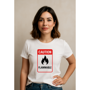 "Caution: Flammable" – Women's Curved T-Shirt